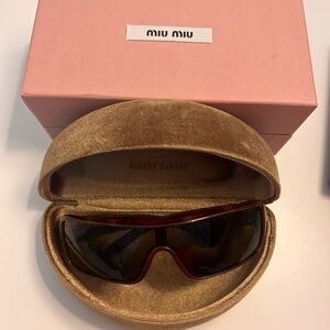 Vintage Miu Miu Brown Shield Sunglasses with Case